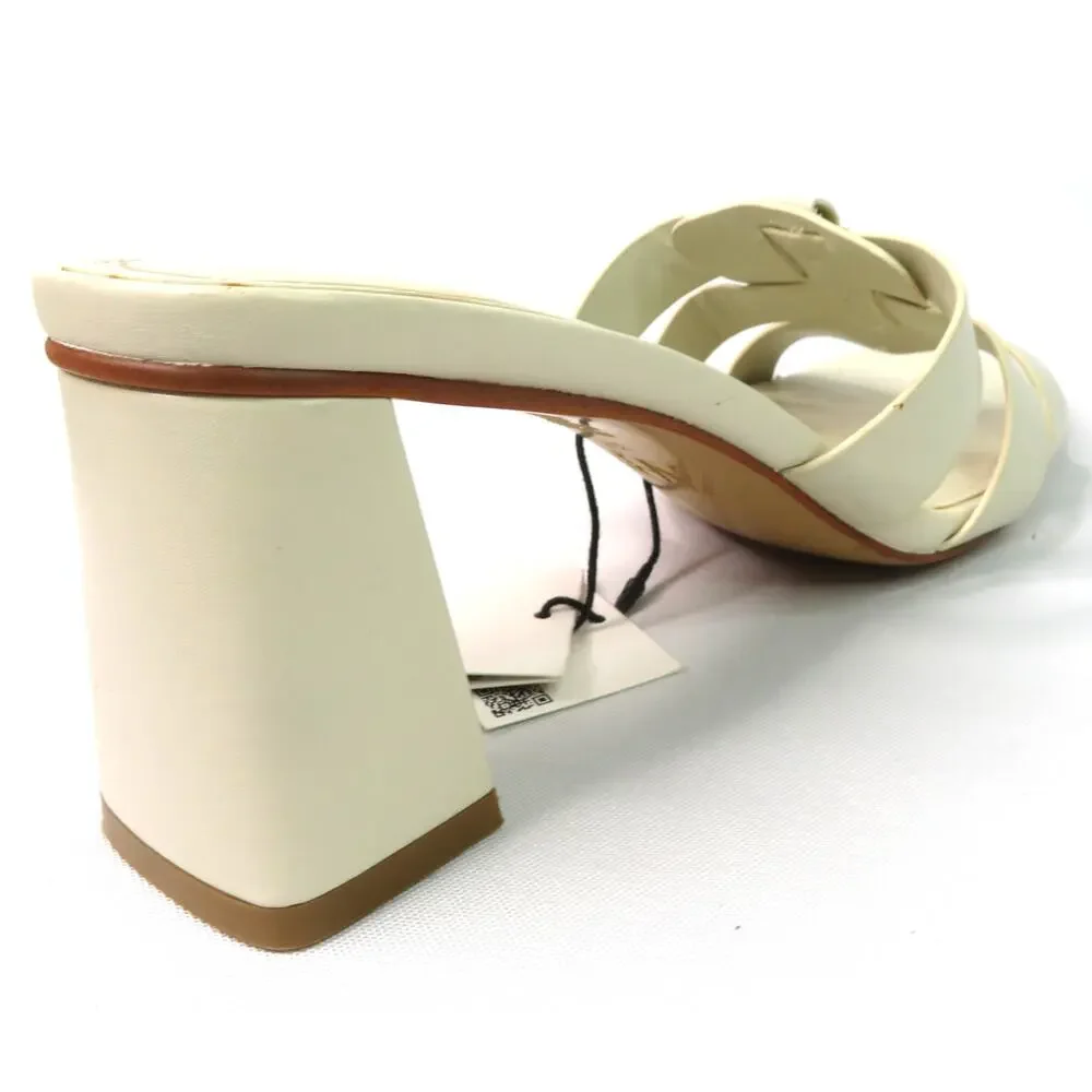 Nwt ZARA Cream Block Heeled Sandals w/ Gold Chain Detail Women 7.5 EU 38 - Picture 5 of 11